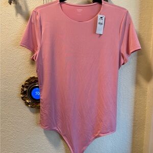 Express Pink Short-Sleeve Scoop Neck Bodysuit